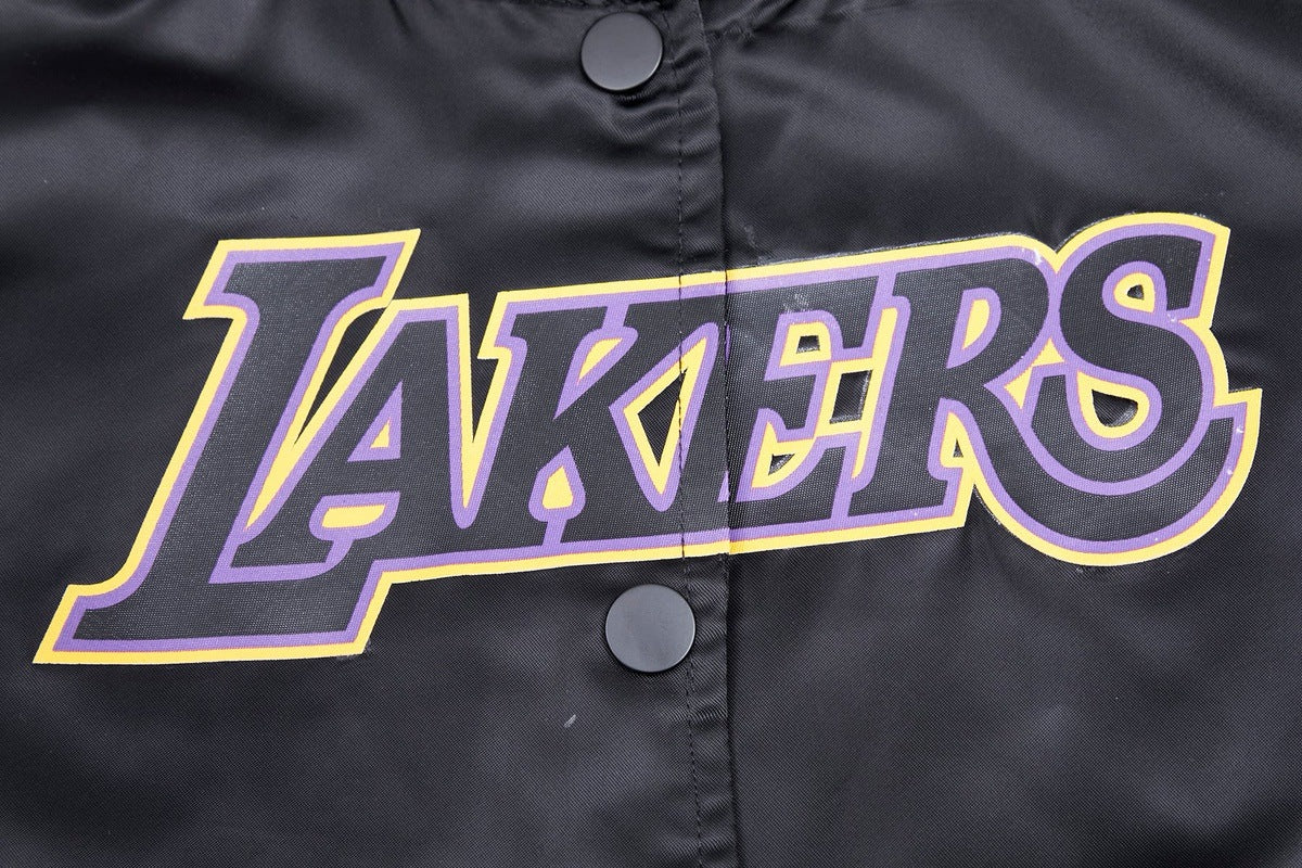 NBA LOS ANGELES LAKERS CLASSIC WOMEN'S SATIN JACKET (BLACK) - Image 5