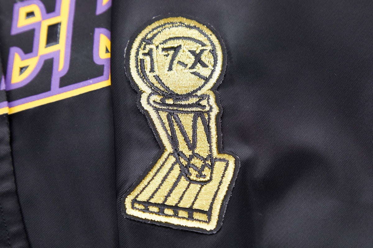 NBA LOS ANGELES LAKERS CLASSIC WOMEN'S SATIN JACKET (BLACK) - Image 7
