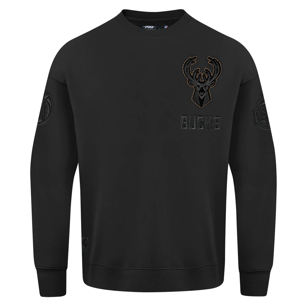 NBA MILWAUKEE BUCKS BLACKOUT MEN'S DROP SHOULDER LS TEE (BLACK) - Image 3