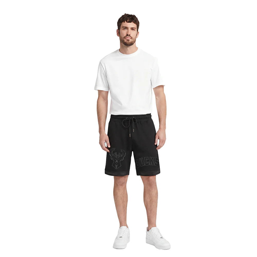 NBA MILWAUKEE BUCKS TRIPLE BLACK PRO TEAM MEN'S SHORT (BLACK) - Image 3