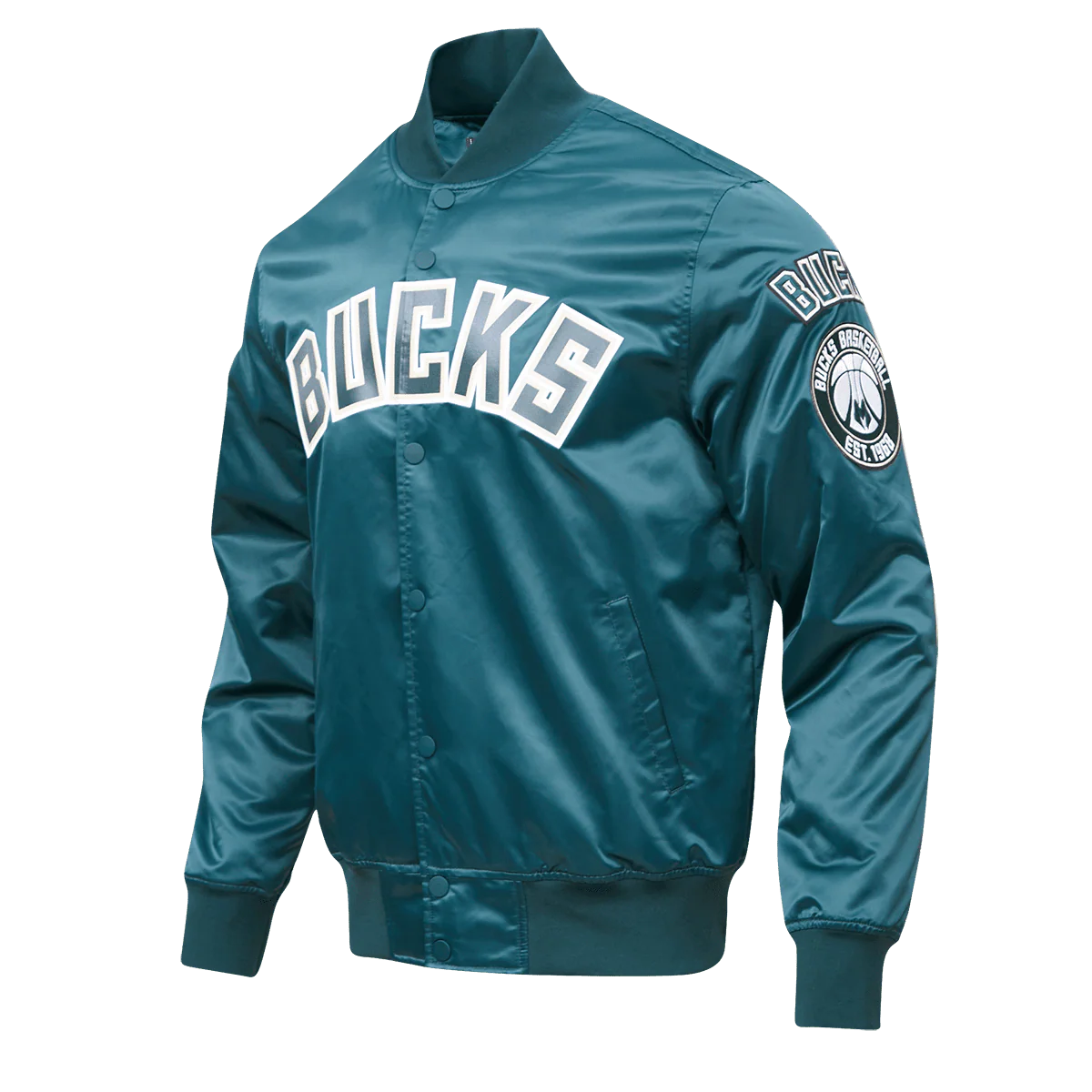 NBA MILWAUKEE BUCKS BIG LOGO MEN'S SATIN JACKET (FOR) - Image 3