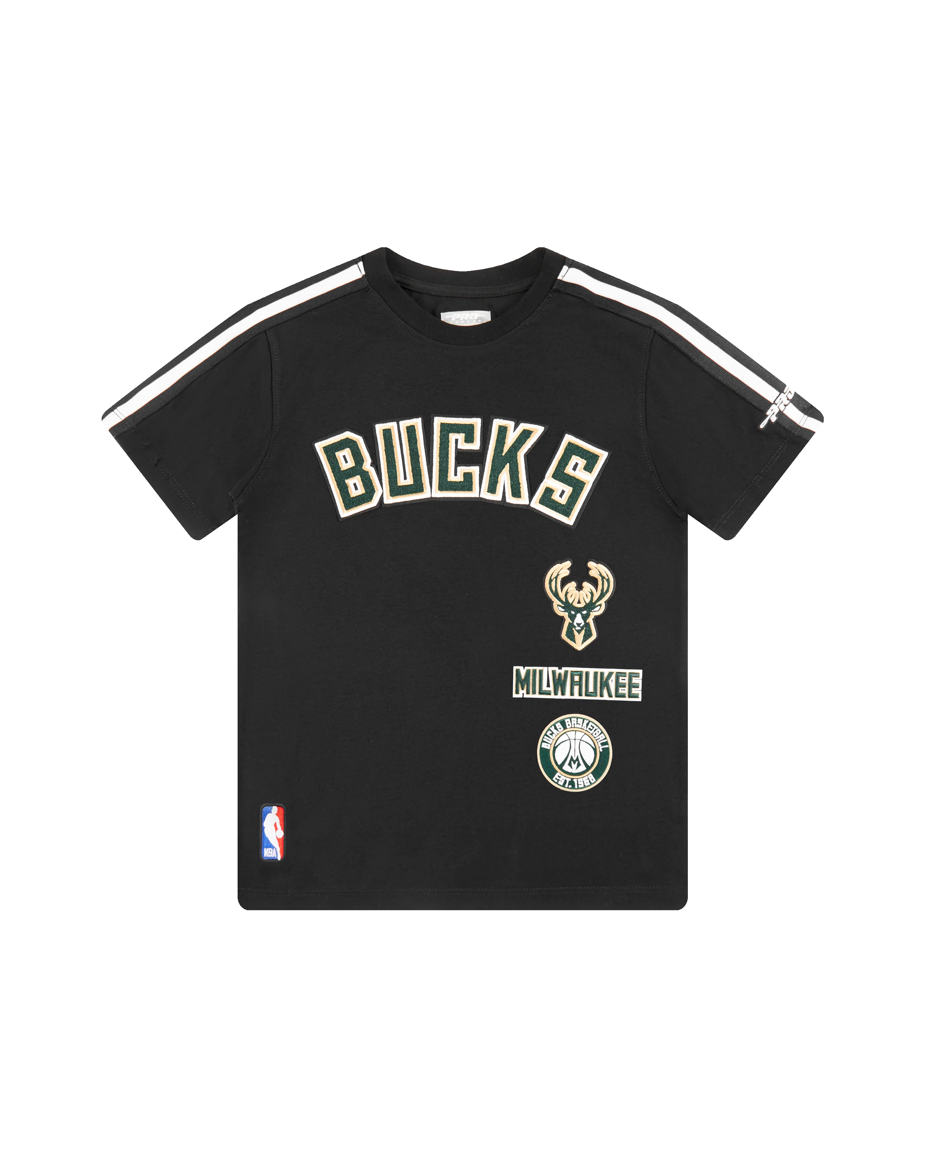 NBA MILWAUKEE BUCKS RETRO CLASSIC BIG BOYS SHORT SLEEVE TAPING TEE (BLACK)