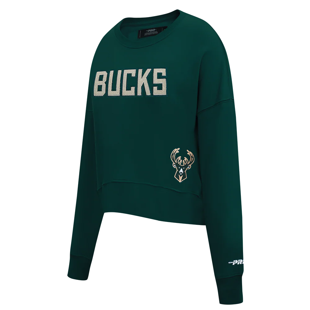 NBA MILWAUKEE BUCKS GAME DAY CLASSICS WOMEN'S DK CREWNECK (FOREST GREEN) - Image 2
