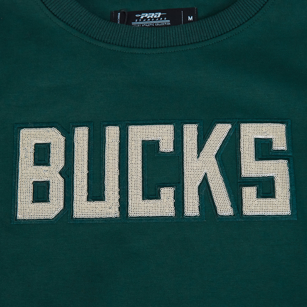 NBA MILWAUKEE BUCKS GAME DAY CLASSICS WOMEN'S DK CREWNECK (FOREST GREEN) - Image 5