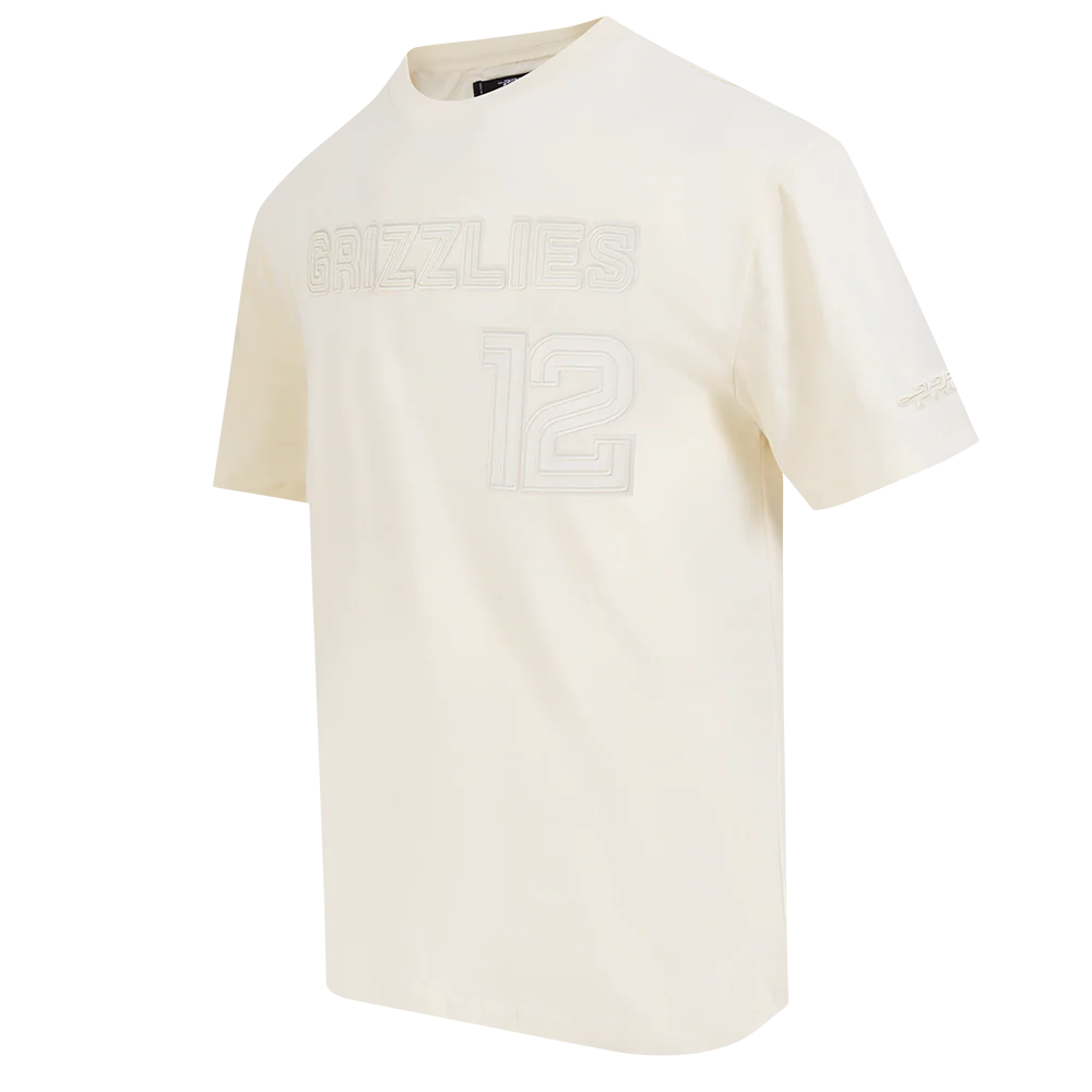NBA MEMPHIS GRIZZLIES JA MORANT #12 NEUTRAL PNN MEN'S CJ DROP SHOULDER TEE (EGGSHELL) - Image 4