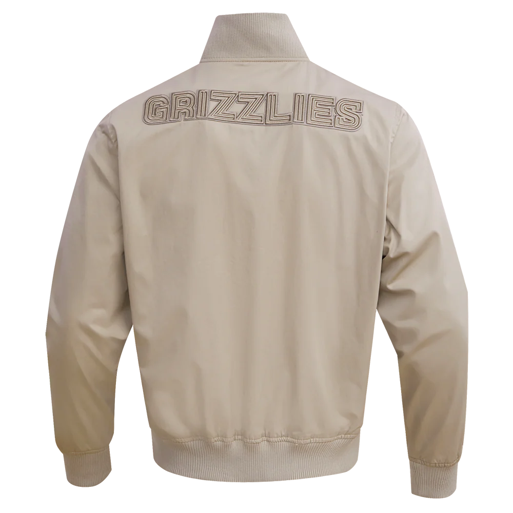 NBA MEMPHIS GRIZZLIES NEUTRAL TWILL JACKET (TAUPE) - Image 3