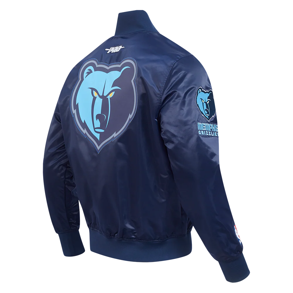 NBA MEMPHIS GRIZZLIES CLASSIC SATIN JACKET (MIDNIGHT NAVY) - Image 4