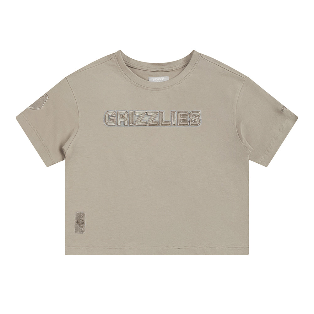 NBA MEMPHIS GRIZZLIES NEUTRAL LITTLE GIRLS SS BOXY TEE (TAUPE)