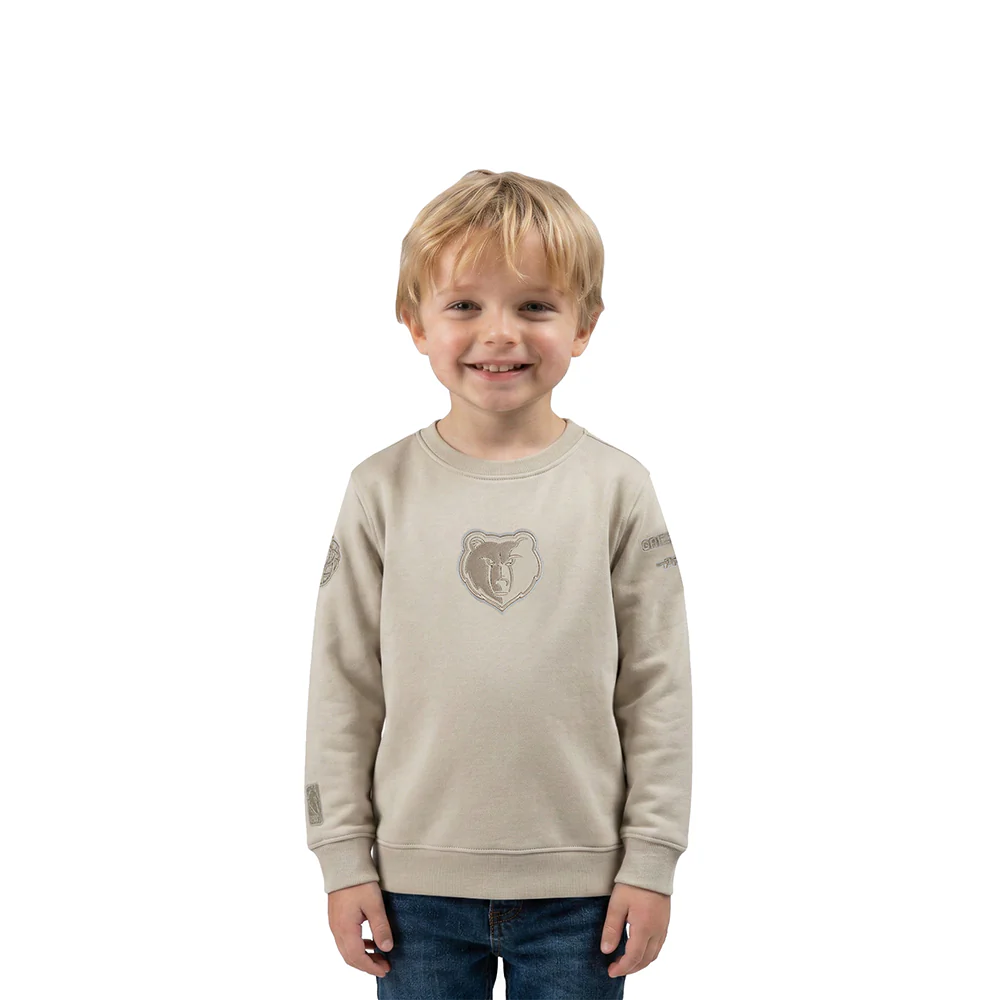NBA MEMPHIS GRIZZLIES NEUTRAL TODDLER BOYS FLEECE CREWNECK (TAUPE)