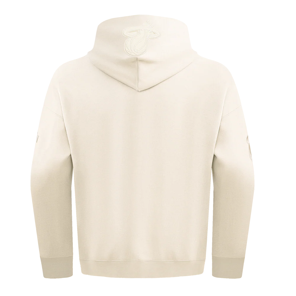 NBA MIAMI HEAT NEUTRAL DROP SHOULDER FLEECE PULLOVER HOODIE (EGGSHELL) - Image 11