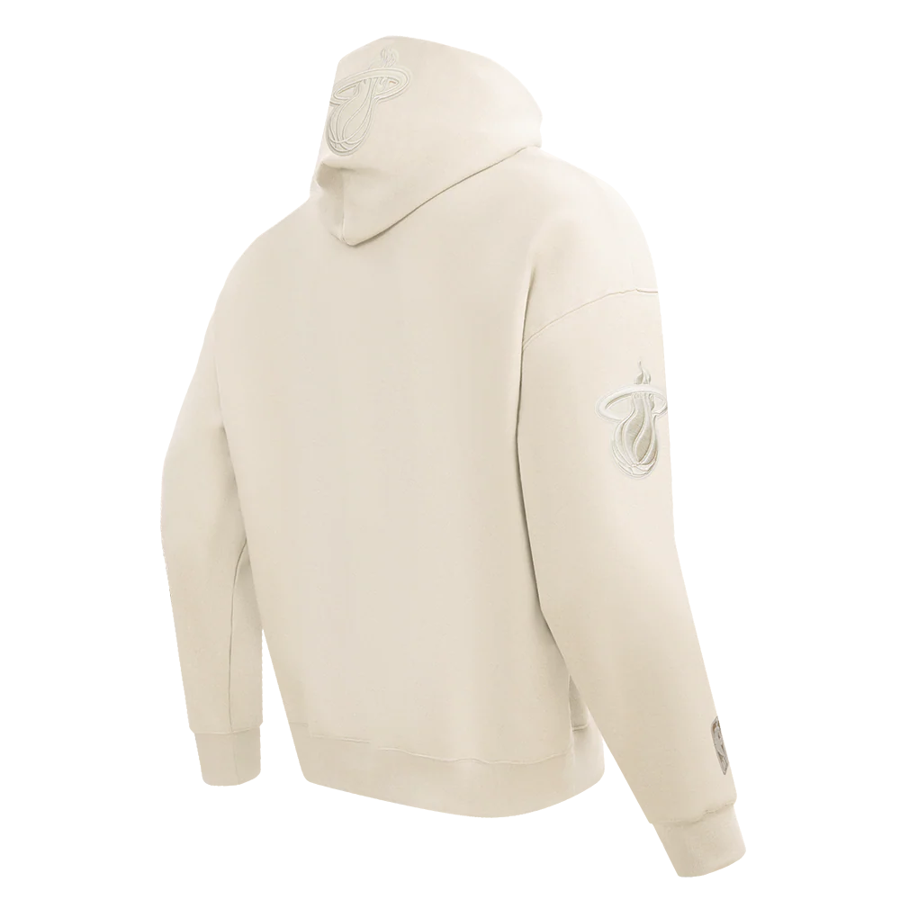 NBA MIAMI HEAT NEUTRAL DROP SHOULDER FLEECE PULLOVER HOODIE (EGGSHELL) - Image 3