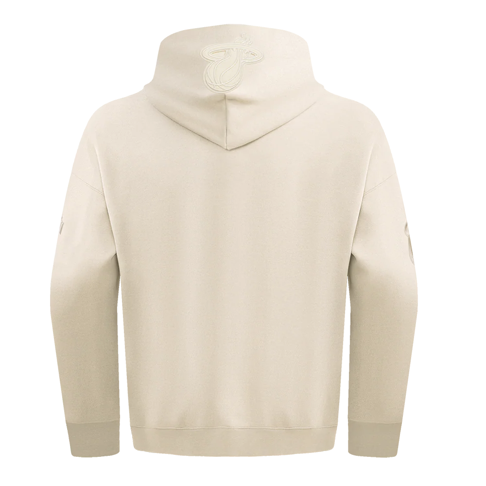 NBA MIAMI HEAT NEUTRAL DROP SHOULDER FLEECE PULLOVER HOODIE (EGGSHELL) - Image 4