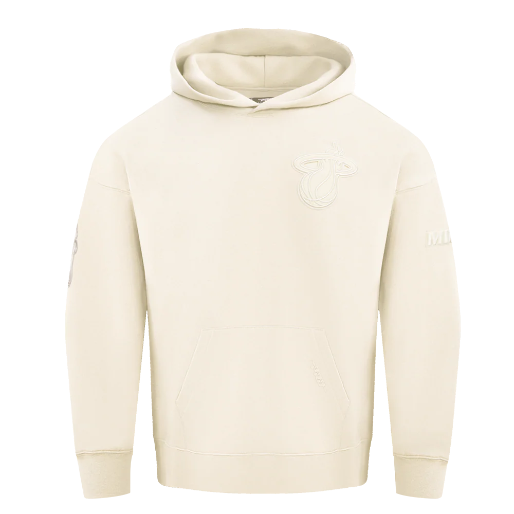 NBA MIAMI HEAT NEUTRAL DROP SHOULDER FLEECE PULLOVER HOODIE (EGGSHELL) - Image 8