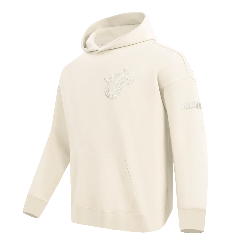 NBA MIAMI HEAT NEUTRAL DROP SHOULDER FLEECE PULLOVER HOODIE (EGGSHELL) - Image 9