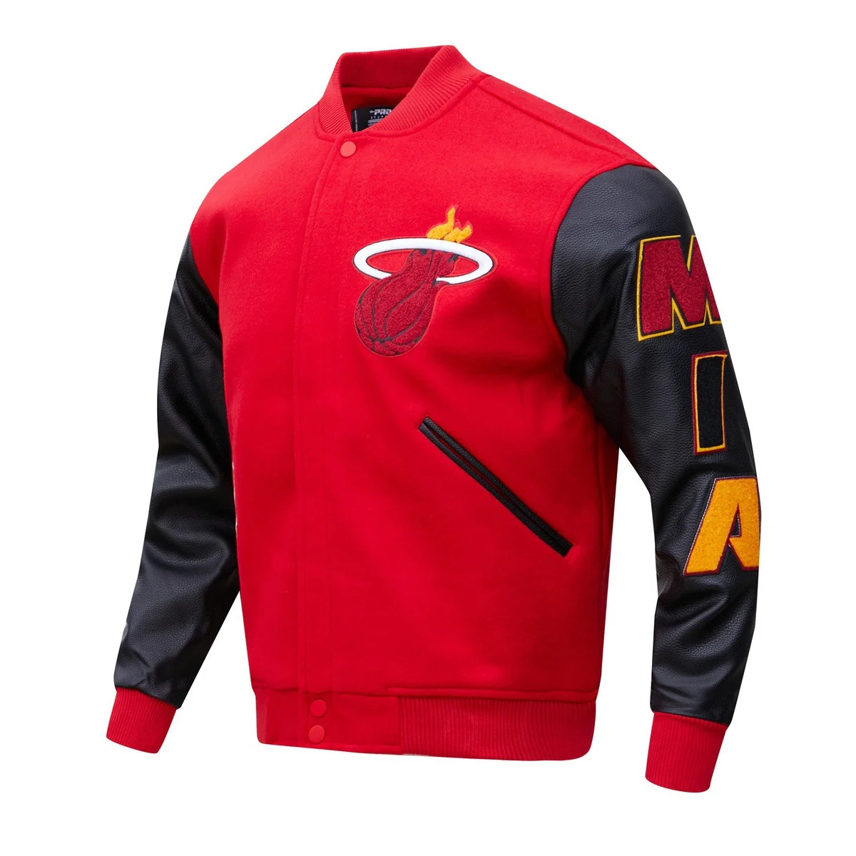 NBA MIAMI HEAT CLASSIC WOOL MEN'S VARSITY JACKET (RED/BLACK) - Image 2