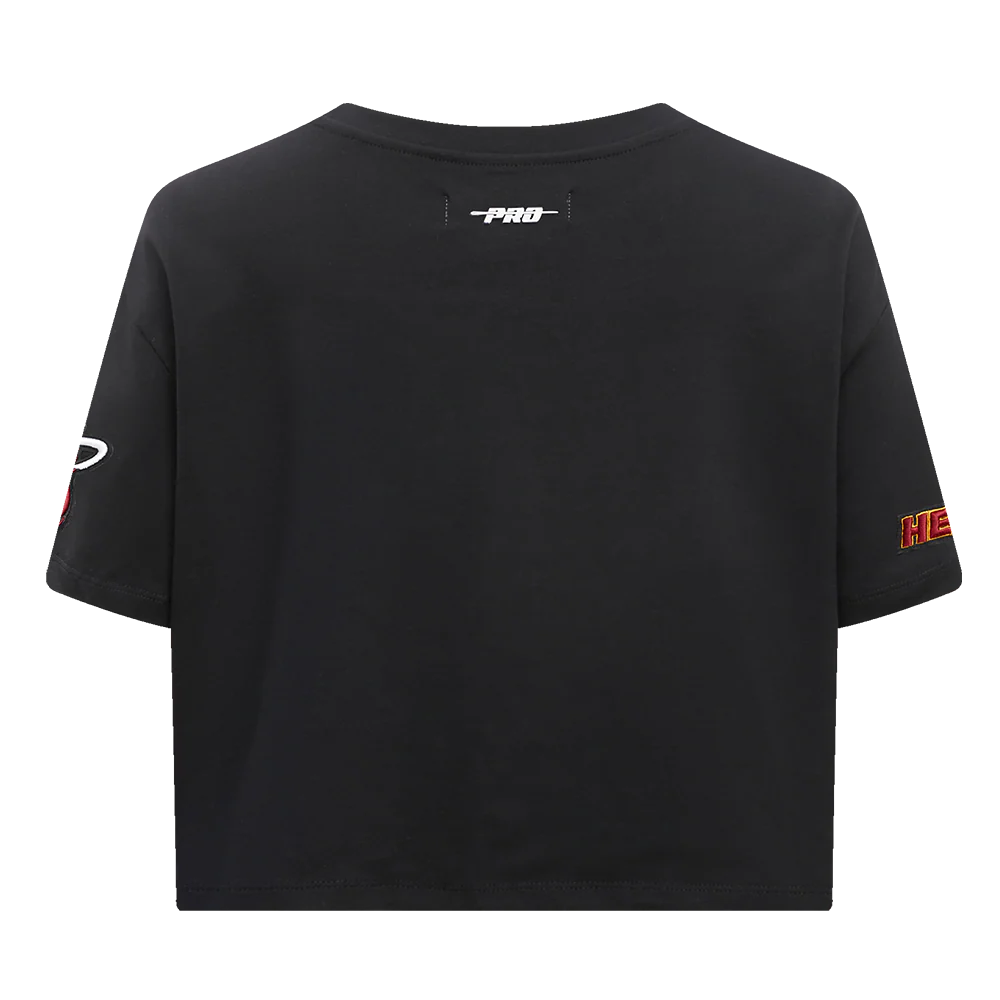 NBA MIAMI HEAT SCRIPT TAIL WOMEN'S SINGLE JERSEY BOXY TEE (BLACK) - Image 3