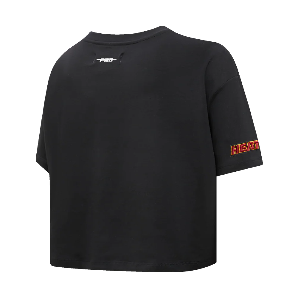 NBA MIAMI HEAT SCRIPT TAIL WOMEN'S SINGLE JERSEY BOXY TEE (BLACK) - Image 4
