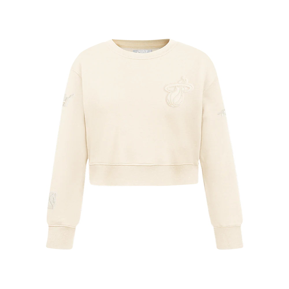 NBA MIAMI HEAT NEUTRAL BIG GIRLS FLEECE CREWNECK (EGGSHELL)