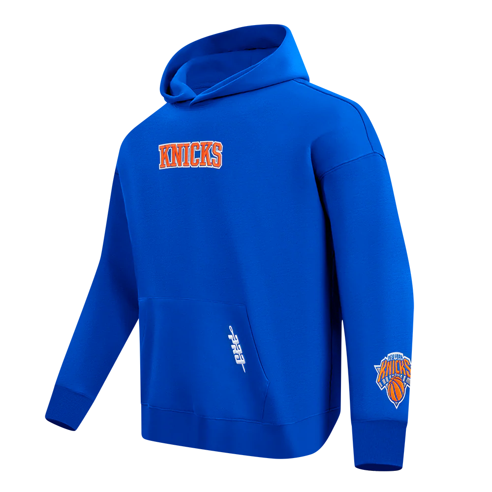 NBA NEW YORK KNICKS WINGSPAN MEN'S DROP SHOULDER FLEECE PULLOVER HOODIE (ROYAL BLUE) - Image 4