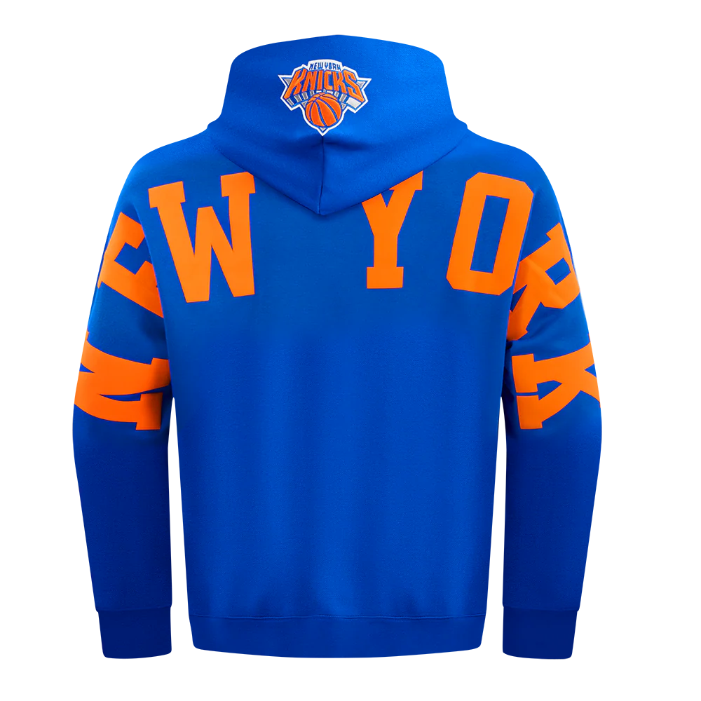NBA NEW YORK KNICKS WINGSPAN MEN'S DROP SHOULDER FLEECE PULLOVER HOODIE (ROYAL BLUE) - Image 5