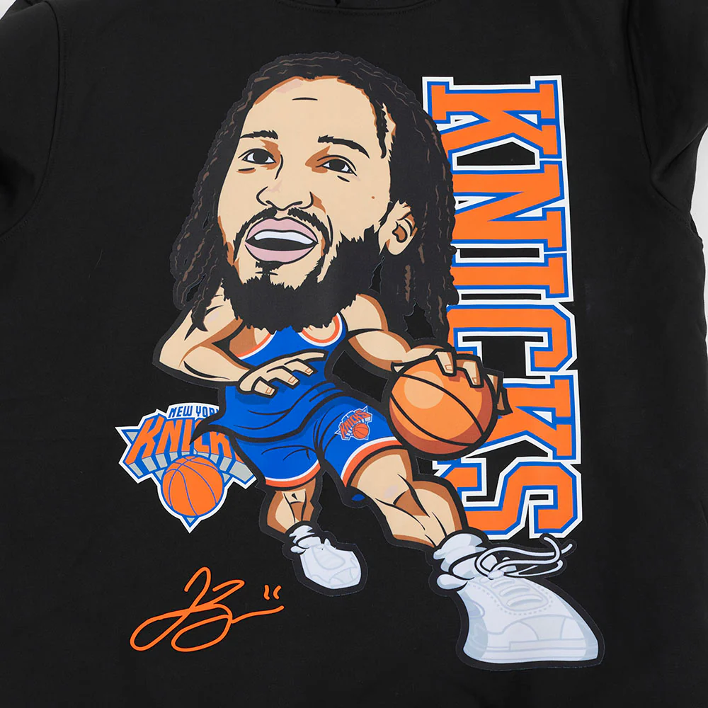 NBA NEW YORK KNICKS JALEN BRUNSON #11 REMIX AVATAR MEN'S FLEECE PULLOVER HOODIE (BLACK) - Image 8