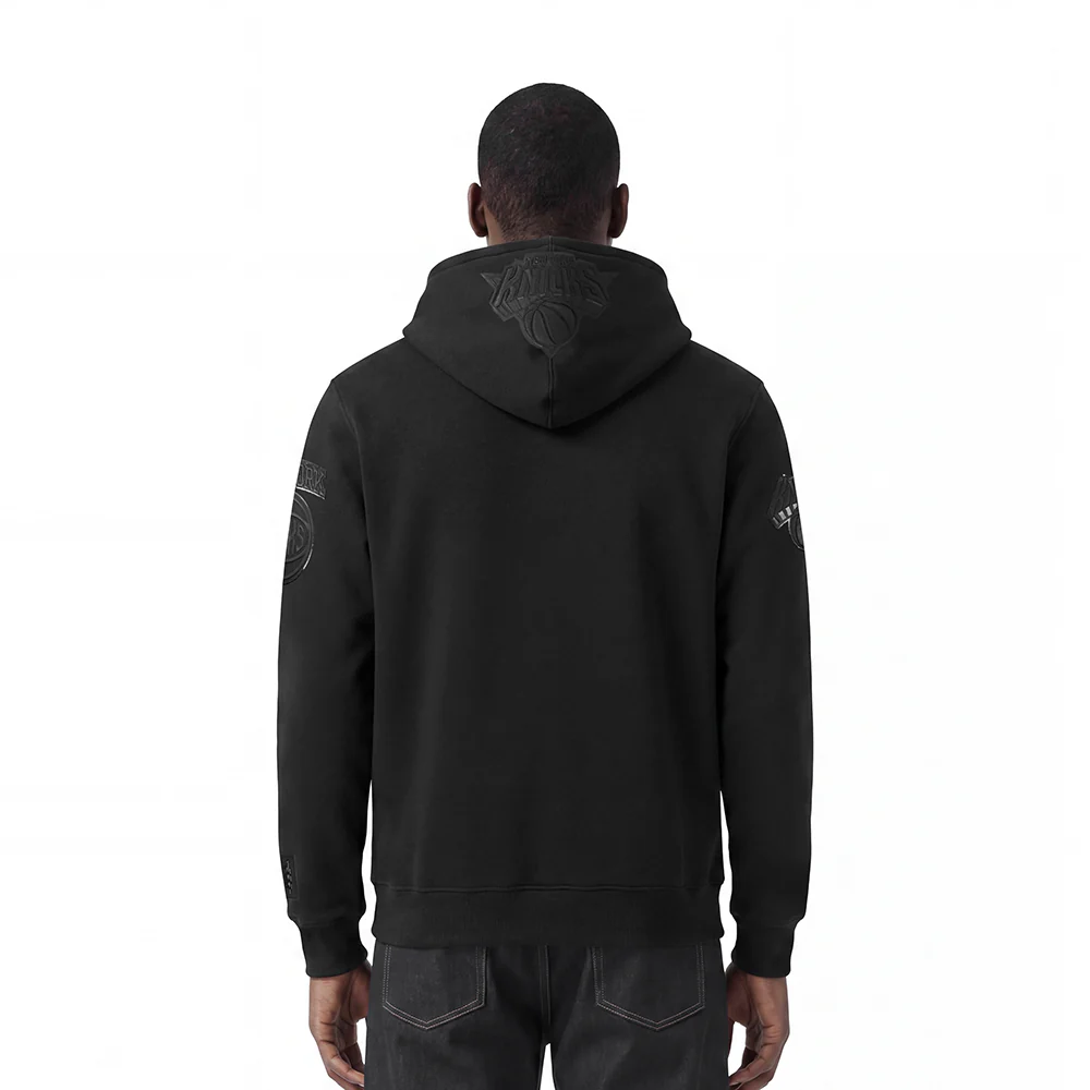 NBA NEW YORK KNICKS TRIPLE BLACK LOGO MEN'S PO HOODIE (BLACK) - Image 2