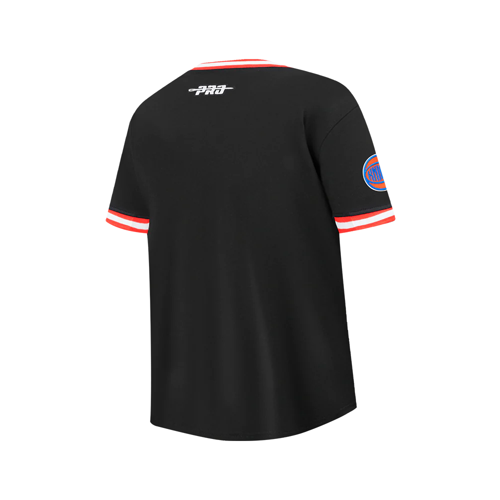 NBA NEW YORK KNICKS CLASSIC BIG BOY'S SS STRIPED RIB TEE (BLACK/ORANGE) - Image 4