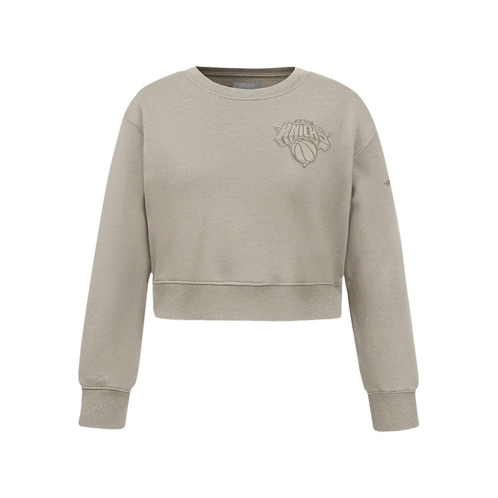 NBA NEW YORK KNICKS NEUTRAL BIG GIRL'S FLC CREWNECK (TAUPE)