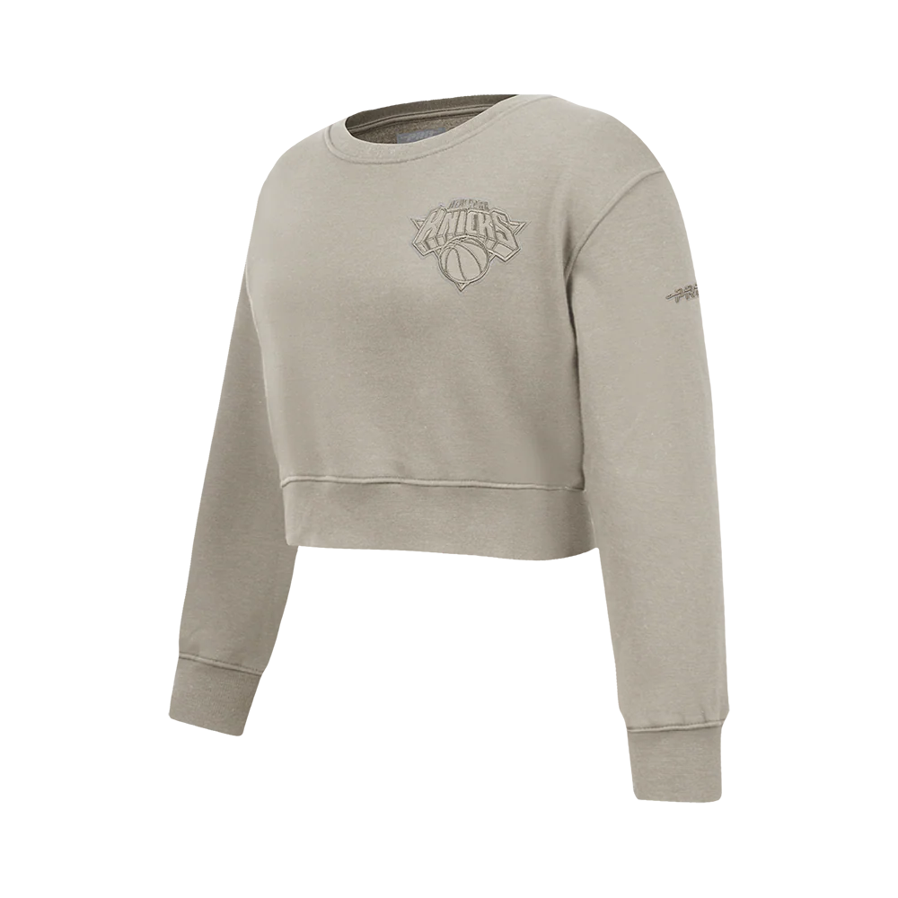 NBA NEW YORK KNICKS NEUTRAL BIG GIRL'S FLC CREWNECK (TAUPE) - Image 2