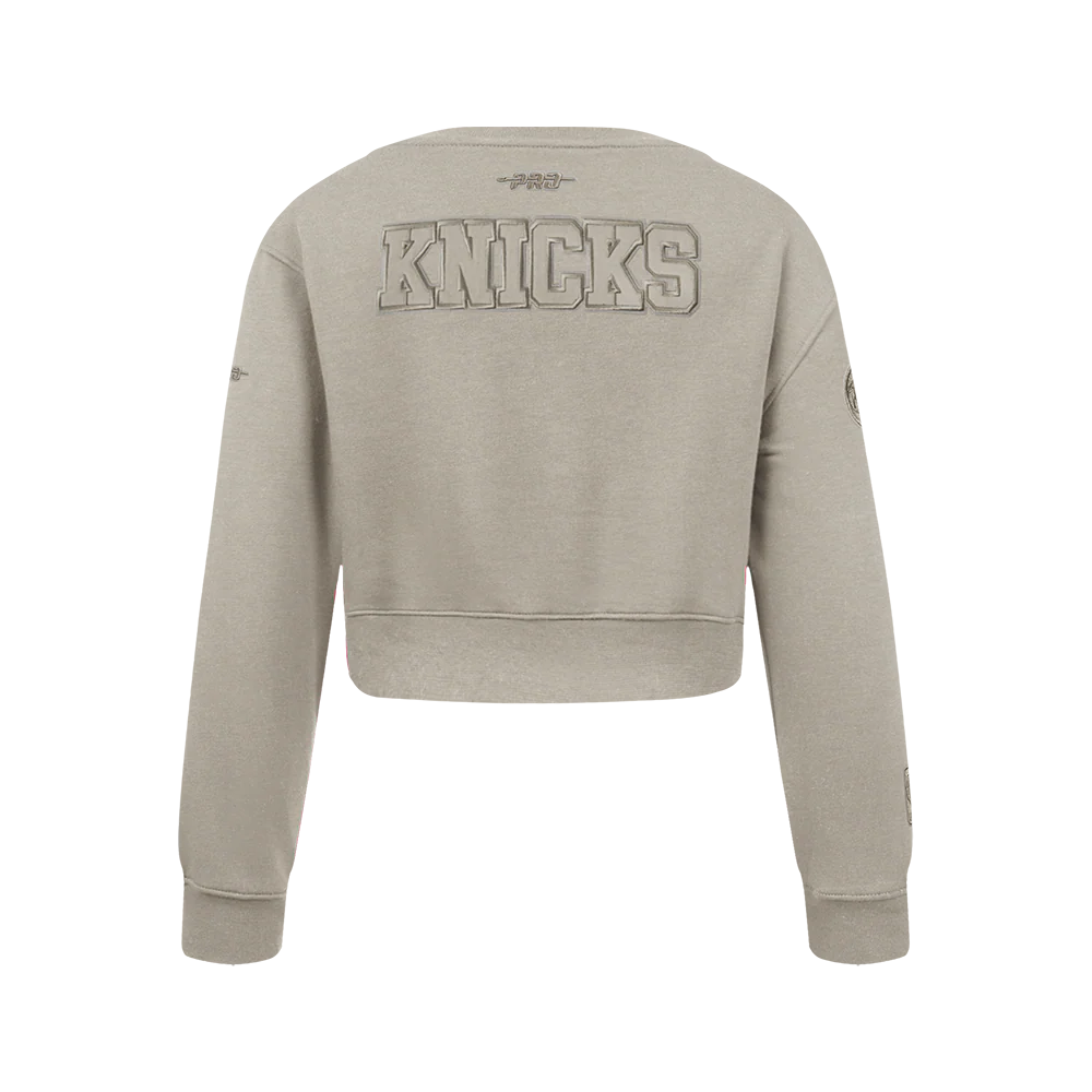 NBA NEW YORK KNICKS NEUTRAL BIG GIRL'S FLC CREWNECK (TAUPE) - Image 3