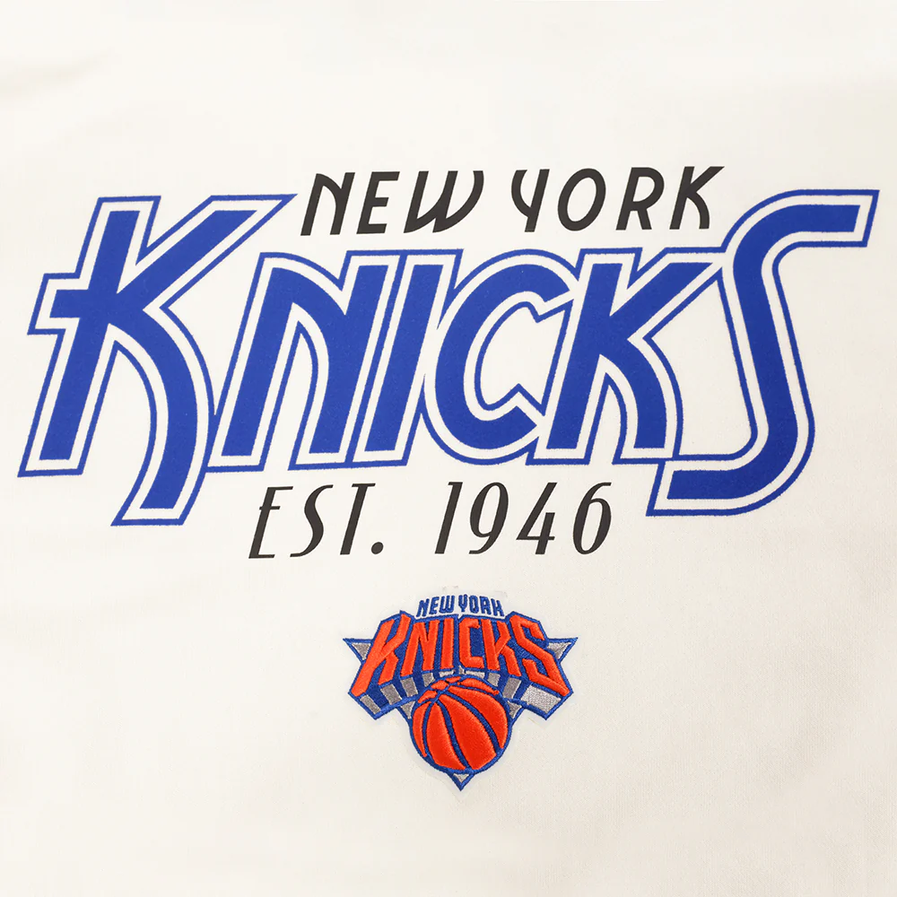 NBA NEW YORK KNICKS PARADISE WOMEN'S CROPPED PULLOVER HOODIE (EGGSHELL) - Image 7
