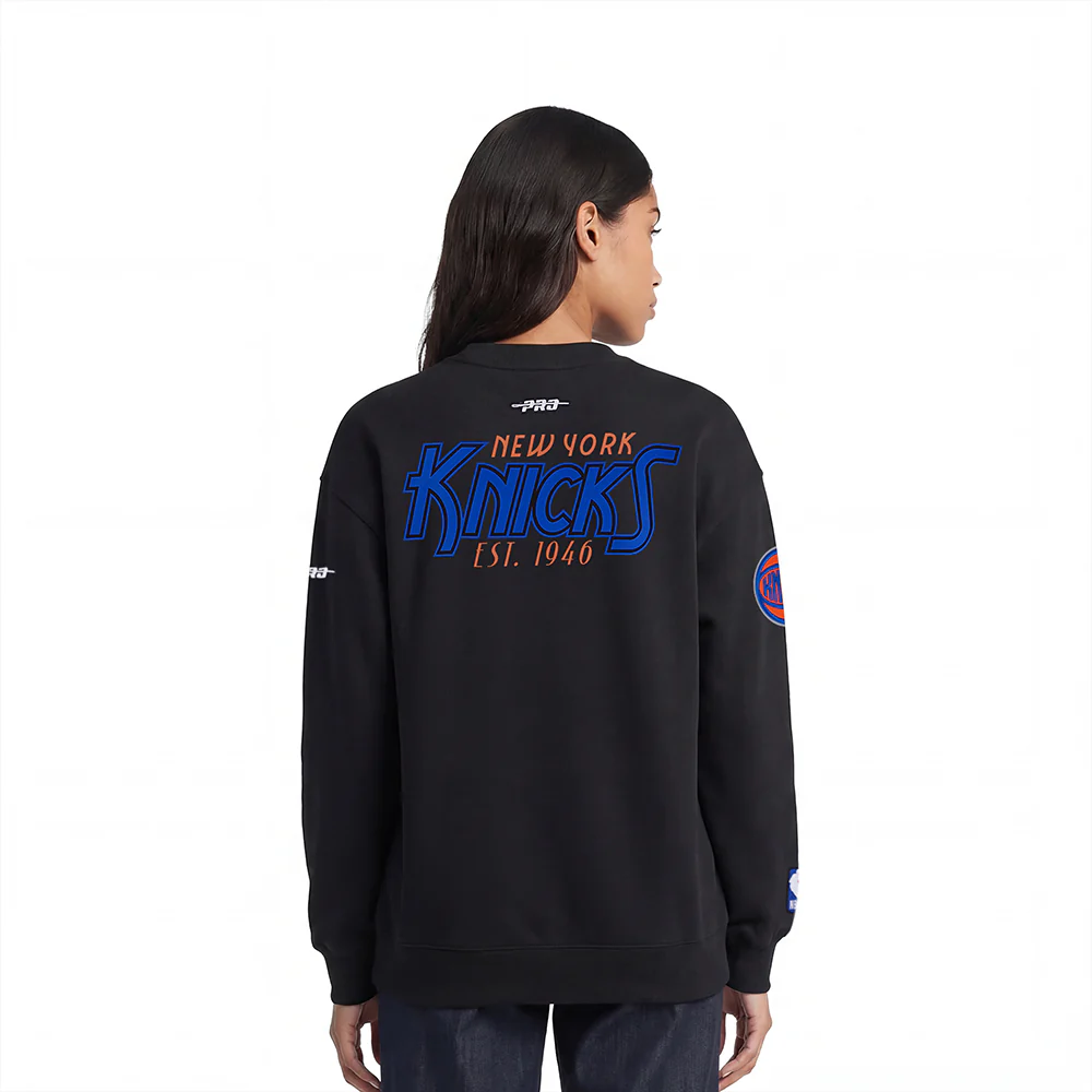 NBA NEW YORK KNICKS PARADISE WOMEN'S CREWNECK SWEATSHIRT (BLACK) - Image 3