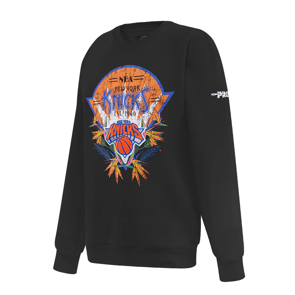 NBA NEW YORK KNICKS PARADISE WOMEN'S CREWNECK SWEATSHIRT (BLACK) - Image 4