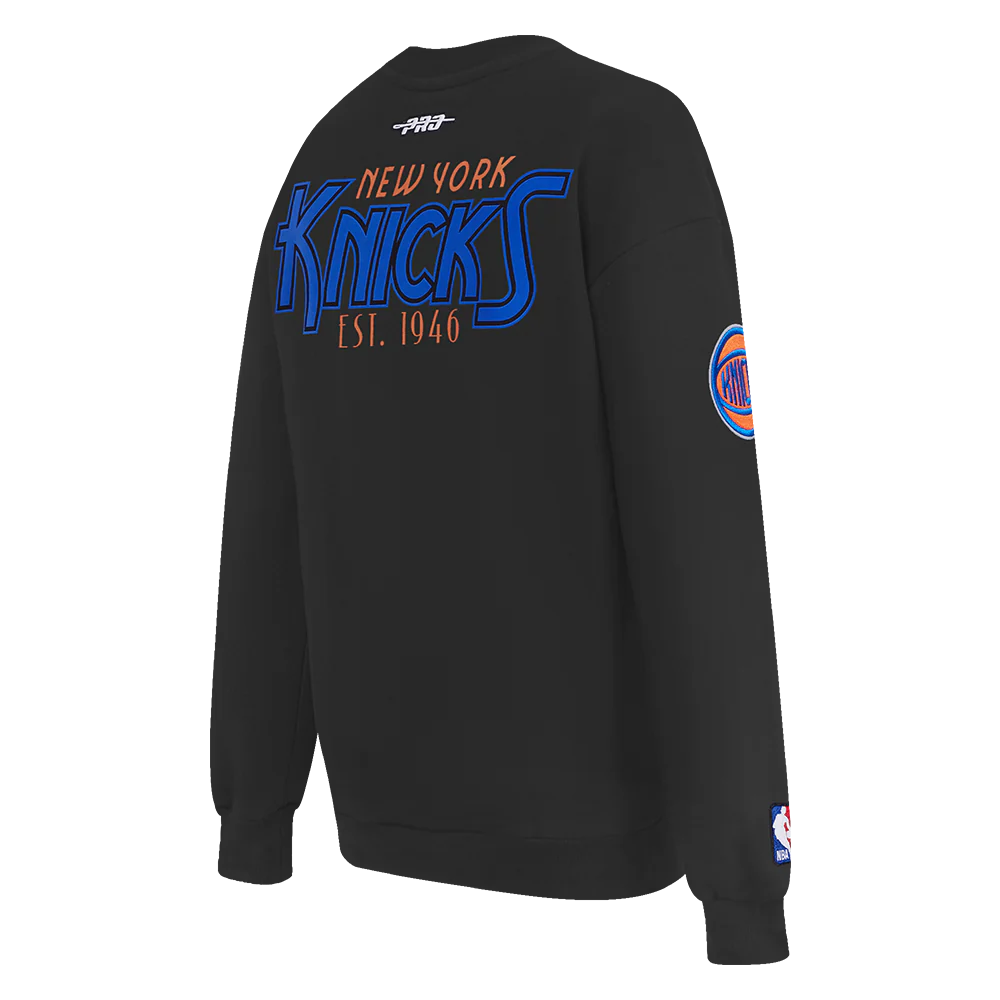 NBA NEW YORK KNICKS PARADISE WOMEN'S CREWNECK SWEATSHIRT (BLACK) - Image 5