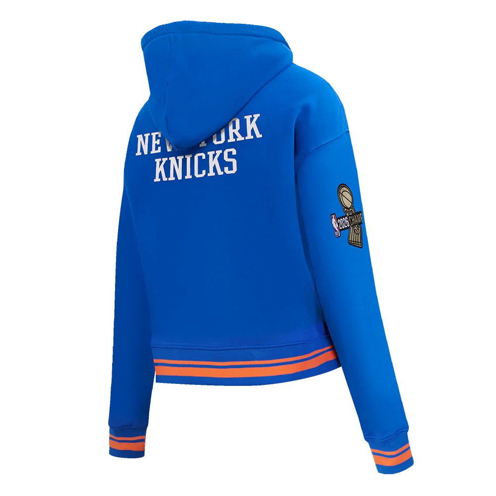 NEW YORK KNICKS 2026 NBA CHAMPIONSHIP WOMEN'S CROPPED PULLOVER HOODIE (ROYAL/ORANGE/ROYAL) - Image 5