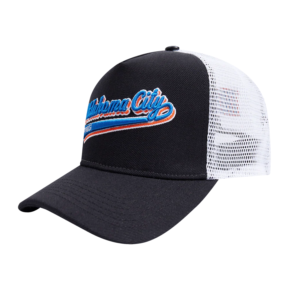 NBA OKLAHOMA CITY THUNDER SCRIPT TAIL TRUCKER HAT (BLACK) - Image 10