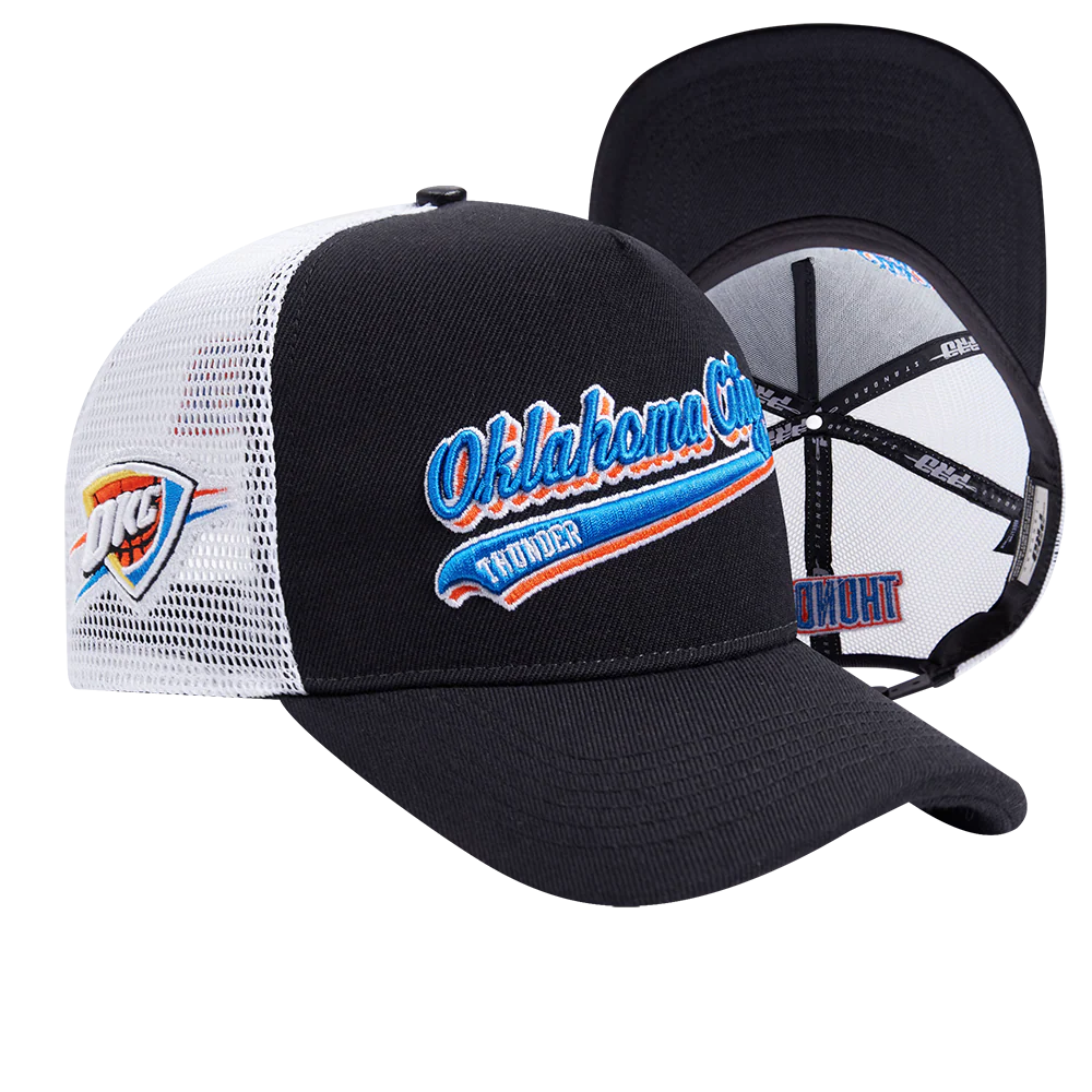 NBA OKLAHOMA CITY THUNDER SCRIPT TAIL TRUCKER HAT (BLACK) - Image 14