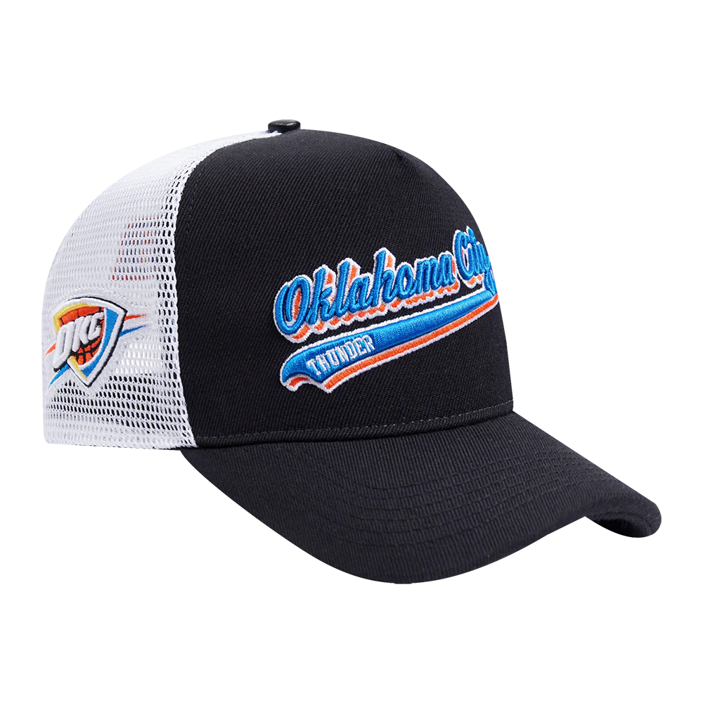 NBA OKLAHOMA CITY THUNDER SCRIPT TAIL TRUCKER HAT (BLACK) - Image 2