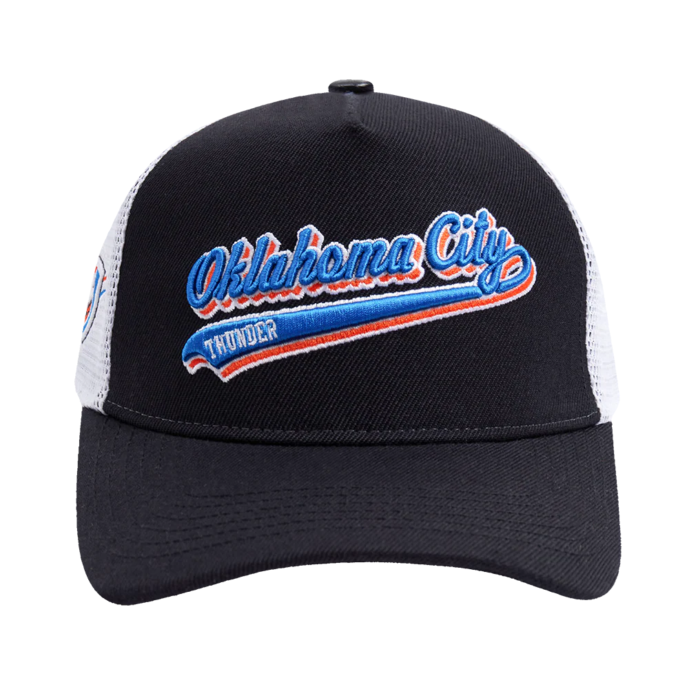 NBA OKLAHOMA CITY THUNDER SCRIPT TAIL TRUCKER HAT (BLACK) - Image 8