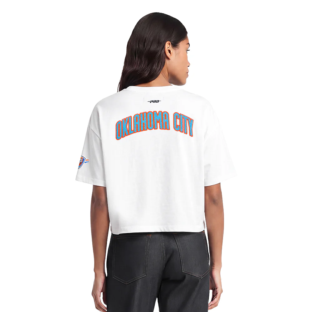 NBA OKLAHOMA CITY THUNDER CLASSIC WOMEN'S BOXY TEE (WHITE) - Image 2