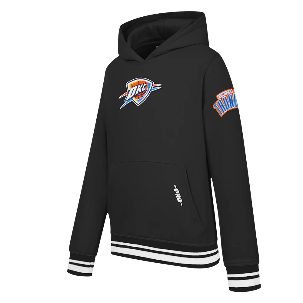 NBA OKLAHOMA CITY THUNDER RETRO CLASSIC BIG BOYS RIB FLEECE PULLOVER HOODIE (BLACK) - Image 2