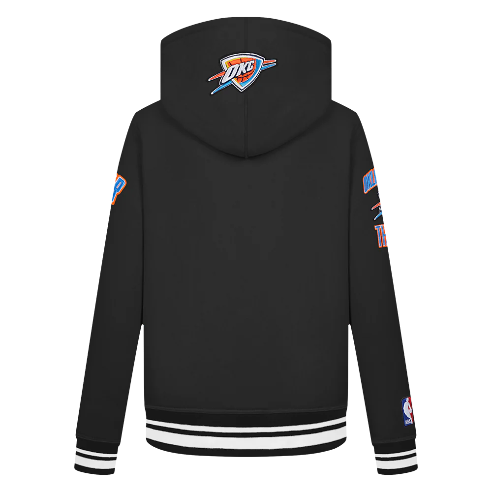 NBA OKLAHOMA CITY THUNDER RETRO CLASSIC BIG BOYS RIB FLEECE PULLOVER HOODIE (BLACK) - Image 3