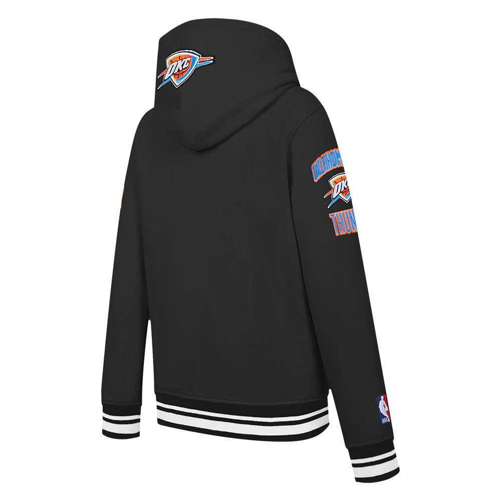 NBA OKLAHOMA CITY THUNDER RETRO CLASSIC BIG BOYS RIB FLEECE PULLOVER HOODIE (BLACK) - Image 4