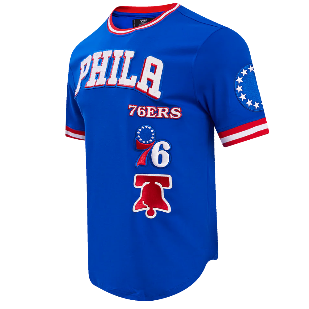 NBA PHILADELPHIA 76ERS RETRO CLASSIC MEN'S TEE (ROYAL BLUE/RED) - Image 2