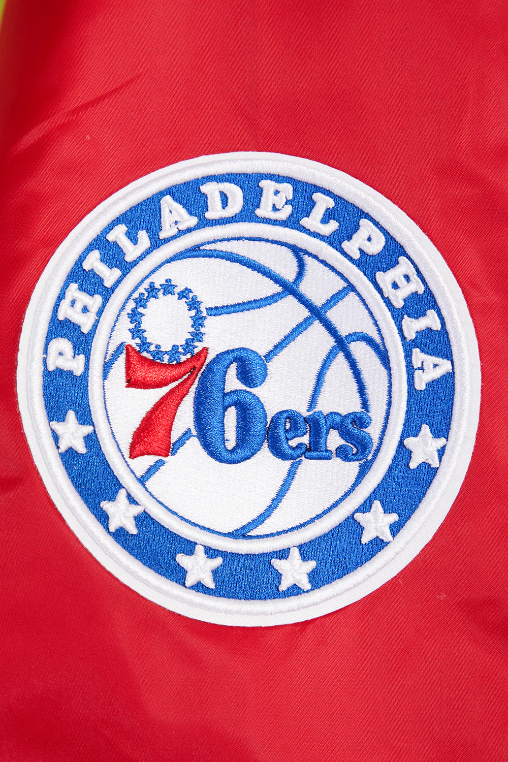 NBA PHILADELPHIA 76ERS BIG LOGO MEN'S SATIN JACKET (RED) - Image 7