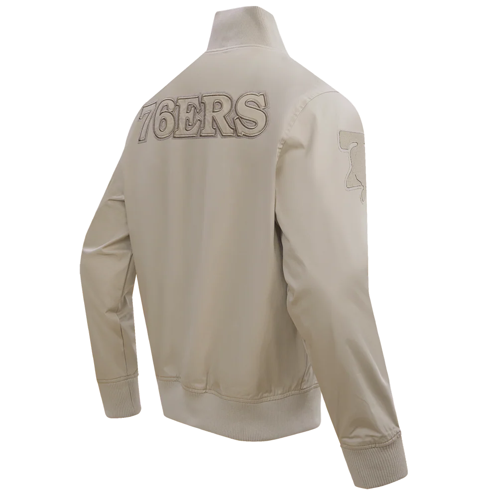 NBA PHILADELPHIA 76ERS NEUTRAL TWILL JACKET (TAUPE) - Image 3
