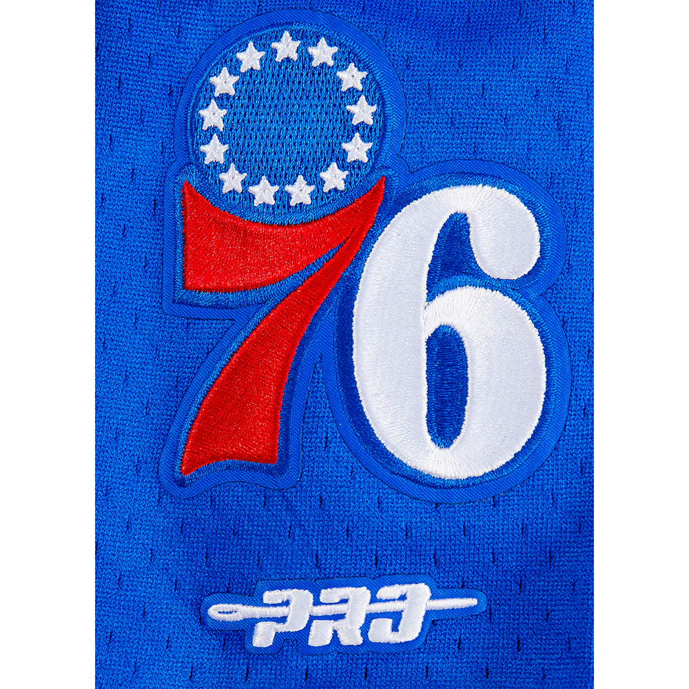NBA PHILADELPHIA 76ERS CLASSIC BIG BOYS MESH BUTTON DOWN SHIRT (ROYAL BLUE/RED) - Image 6