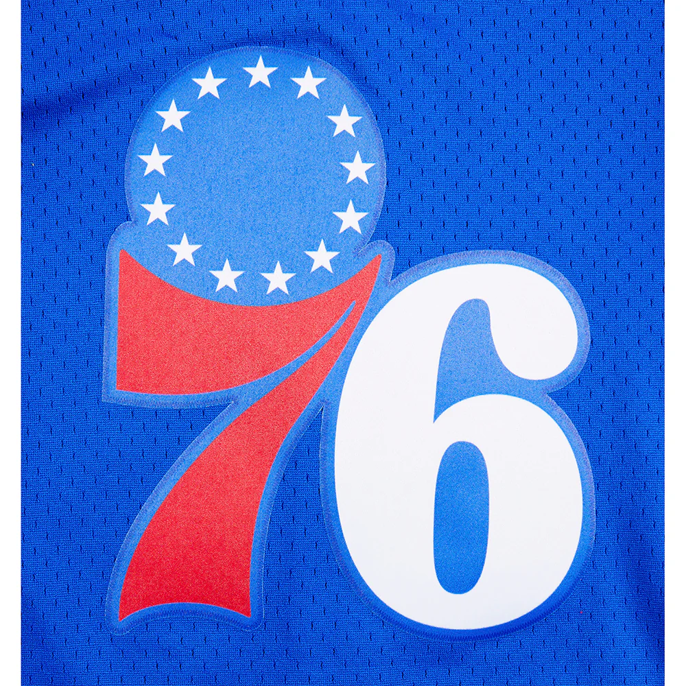 NBA PHILADELPHIA 76ERS CLASSIC BIG BOYS MESH BUTTON DOWN SHIRT (ROYAL BLUE/RED) - Image 8