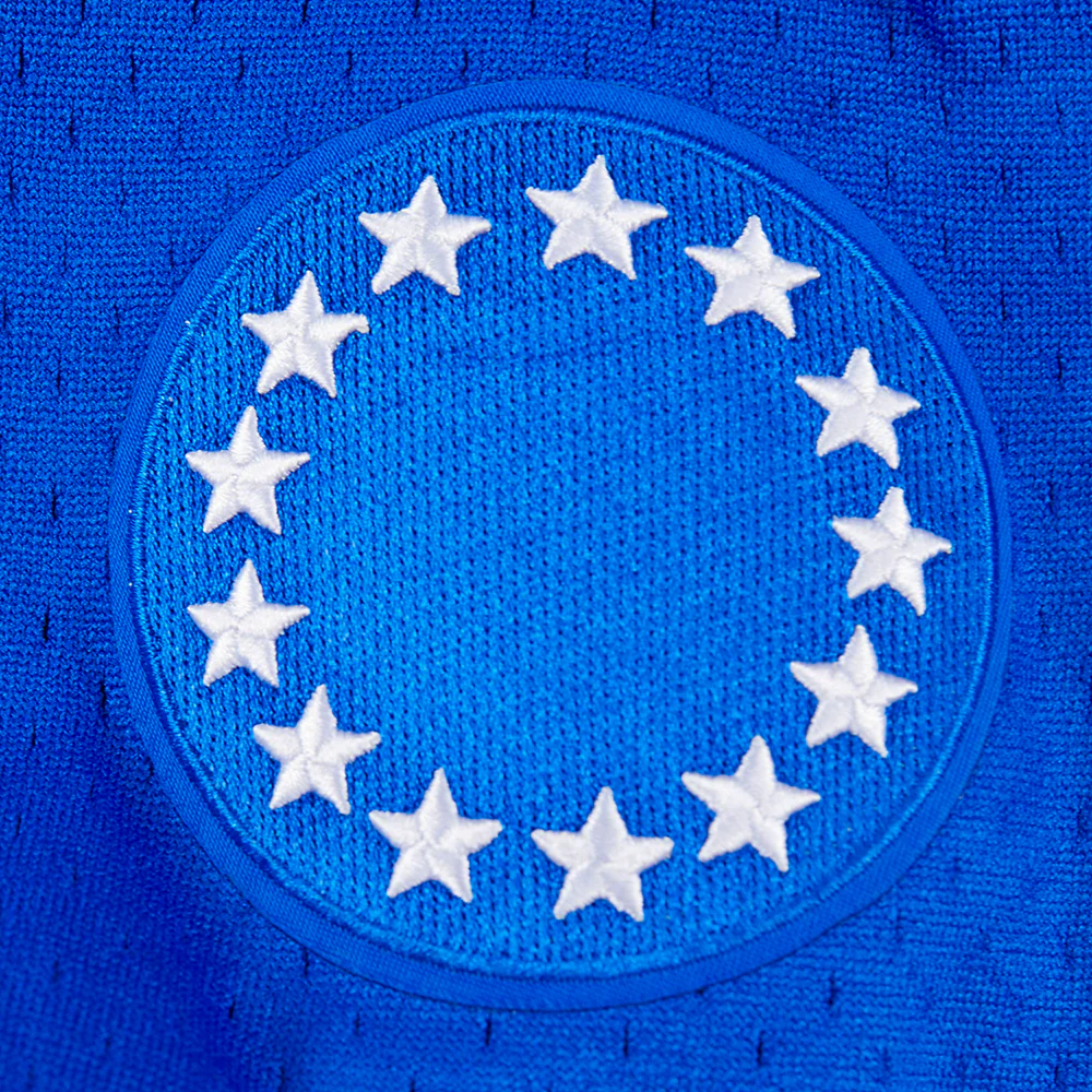 NBA PHILADELPHIA 76ERS CLASSIC BIG BOYS MESH BUTTON DOWN SHIRT (ROYAL BLUE/RED) - Image 9