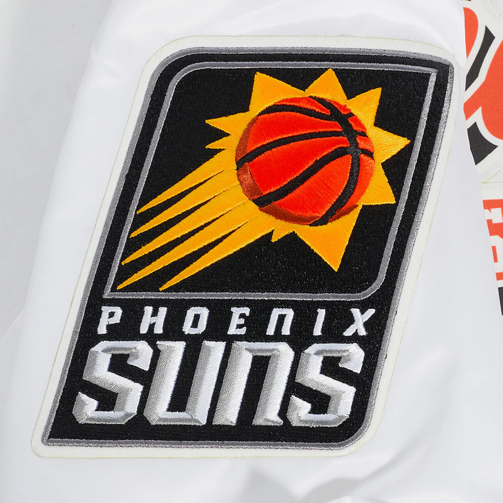 NBA PHOENIX SUNS SCRIPT TAIL MEN'S SATIN JACKET (WHITE/BLACK) - Image 6